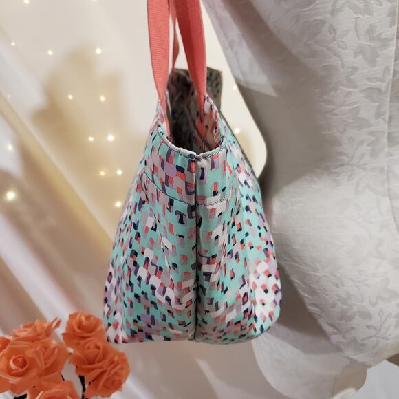 Fossil Keyper EW Shopper Tote Seafoam Blue Coral Multi Large Shoulder Bag 2017 - Picture 4 of 15